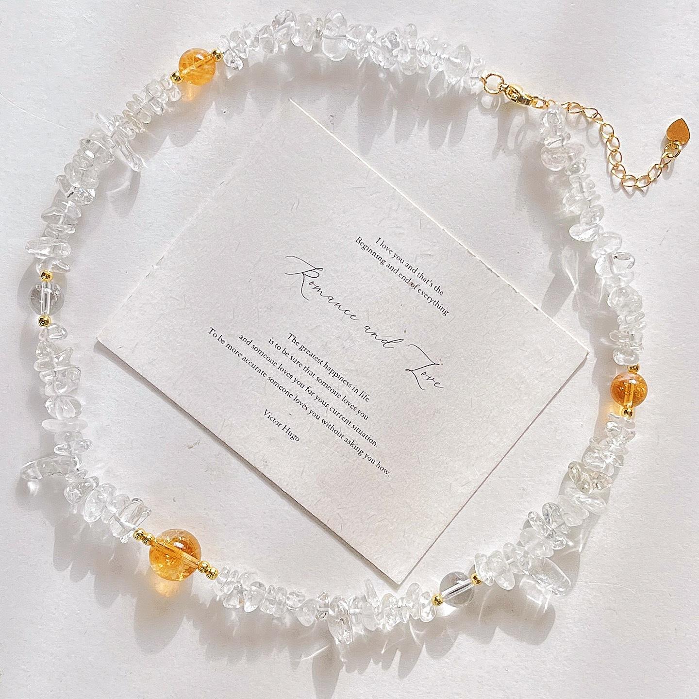 

Wind High Quality Maillard Natural Citrine White Crystal Collarbone Chain Necklace Women