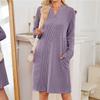 Women's  V Neck Long Sleeve Loose Fit Casual Tunic Dress with Pockets for Daily Wear