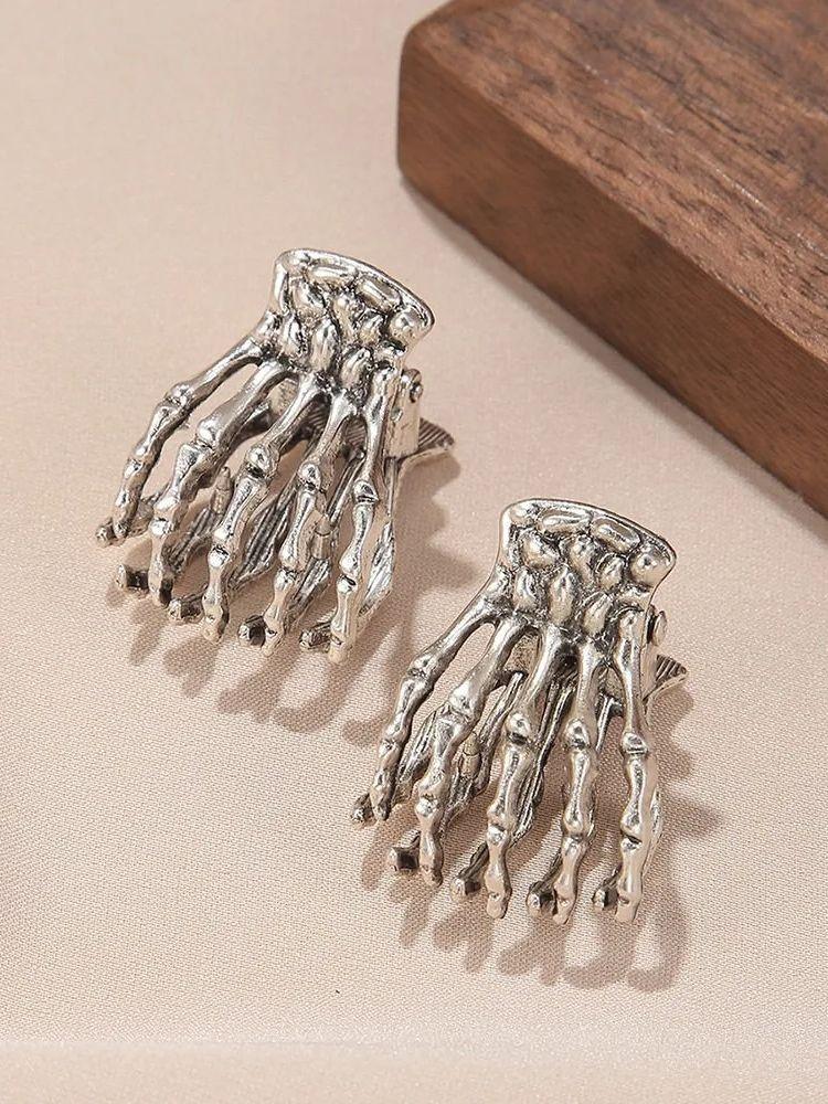 

2 шт. модные забавные золотые когти для волос в виде скелета на руку для женщин и девочек на вечеринку аксессуары для волос