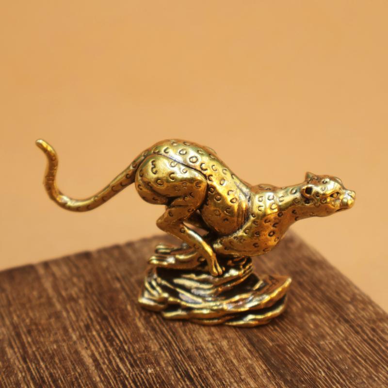Socha Geparda Stolní Ozdoby Pevný Kov Zvíře Leopard Figurky Miniatury Domácí Dekorace Řemesla Dětské Dárky