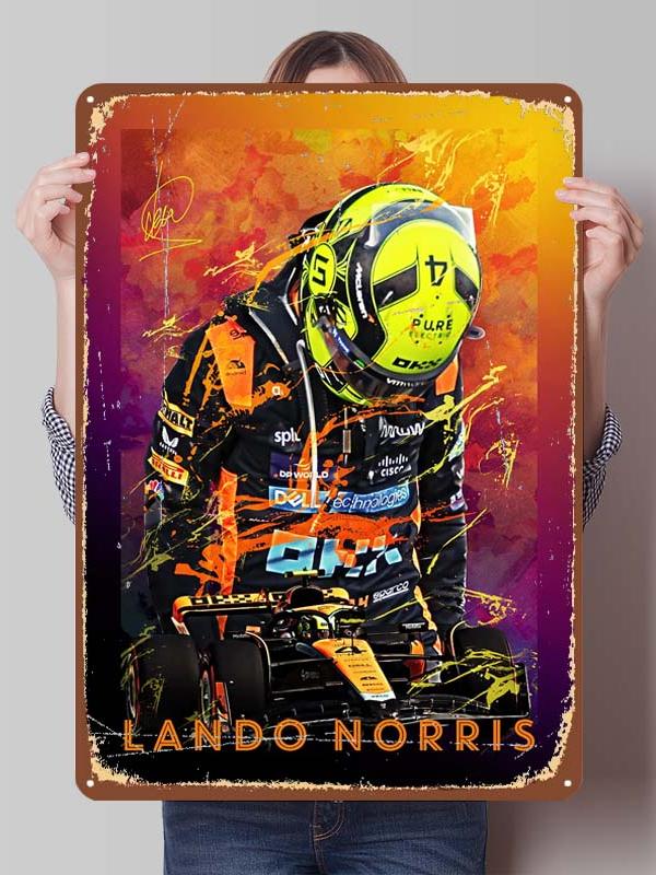 Lando Norris Racer Posters F1 Racing Metal Signs Gaming Room Decoration Custom Tin Plates for Wall Art Decoration Retro Decor