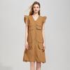 Women's V-Neck Fly Sleeve Midi Dress
