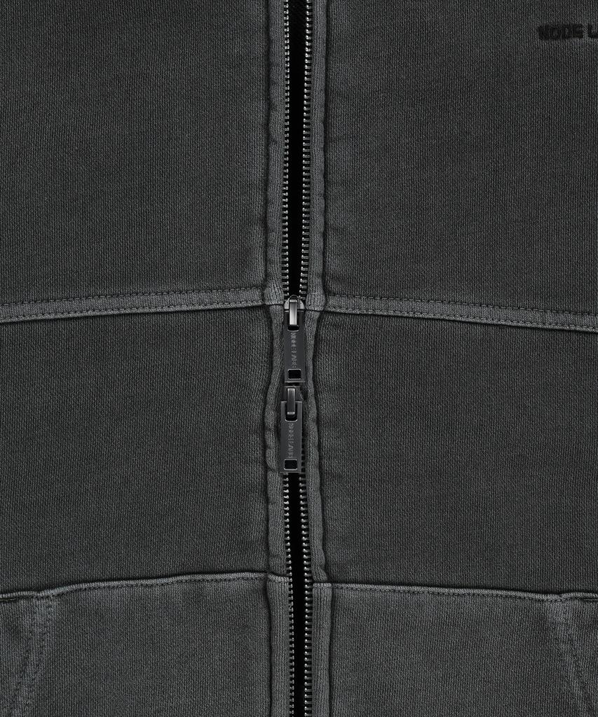 Node Labs Dev:7 Garment Dyed Double Hooded Zip-Up_Black