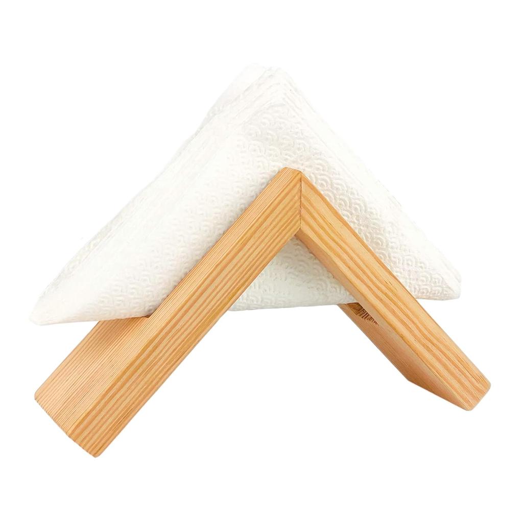 Chandini Coffee Filter Holder, Triangular, Solid Wood Stand, Stylish Dining Table Decor, Hotel, Natural Wood Color