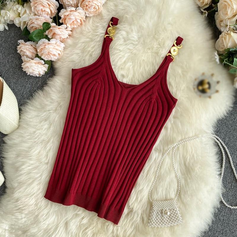

Женские летние базовые топы, сексуальный укороченный топ без рукавов с ремешками, женский повседневный однотонный вязаный жилет в рубчик