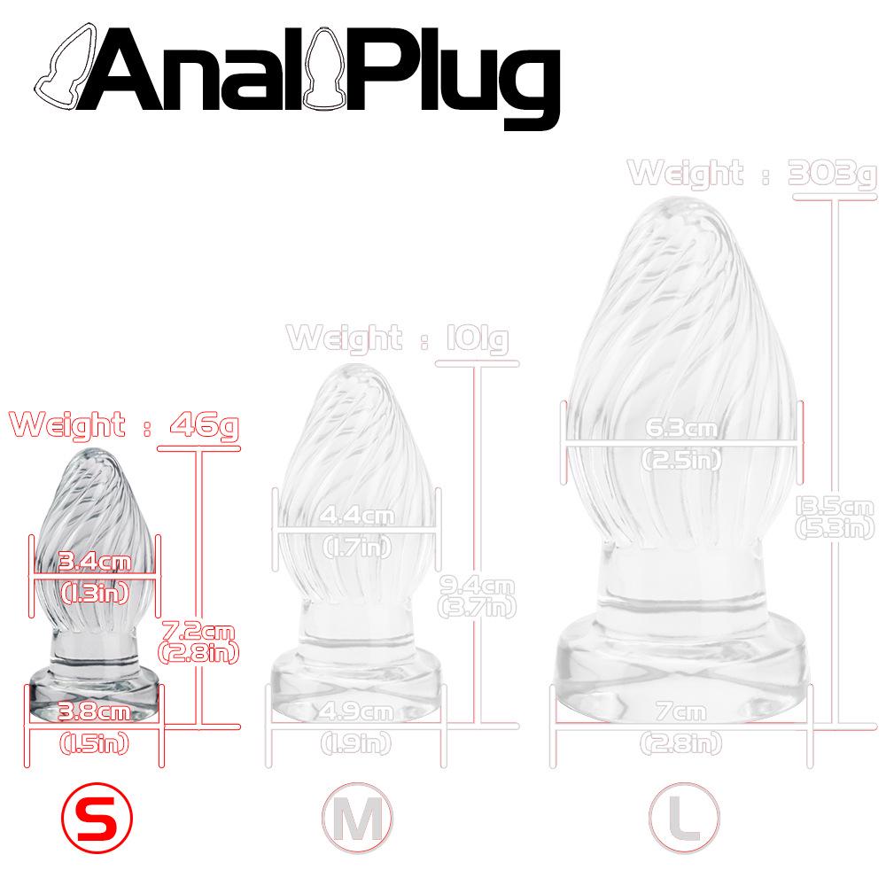 Multi-size Transparent Rear Hole Anal Plug with Suction Cup and Soft Stimulation for SM Play