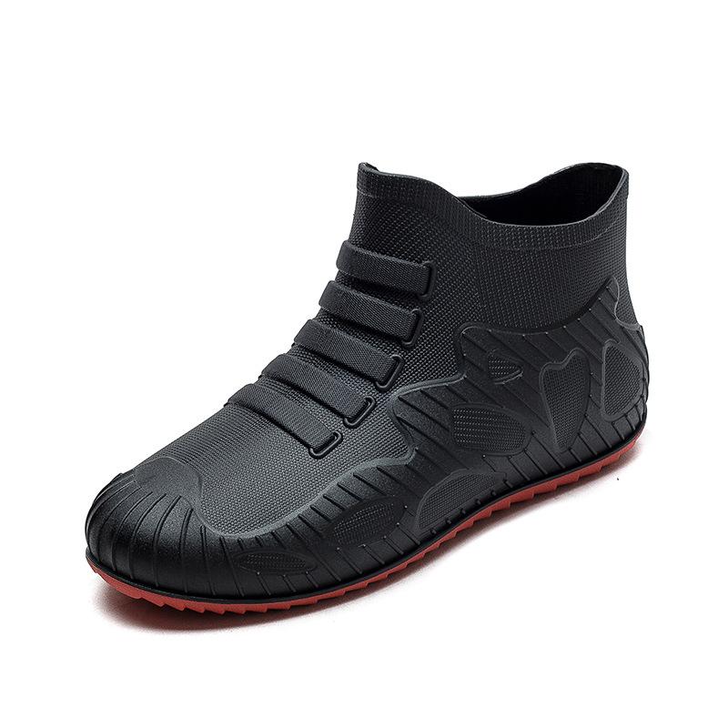 New Men's Rain Shoes Waterproof Shoes Non-slip Rain Boots Short Tube Fashion Foot Rubber Shoes Wear-resistant