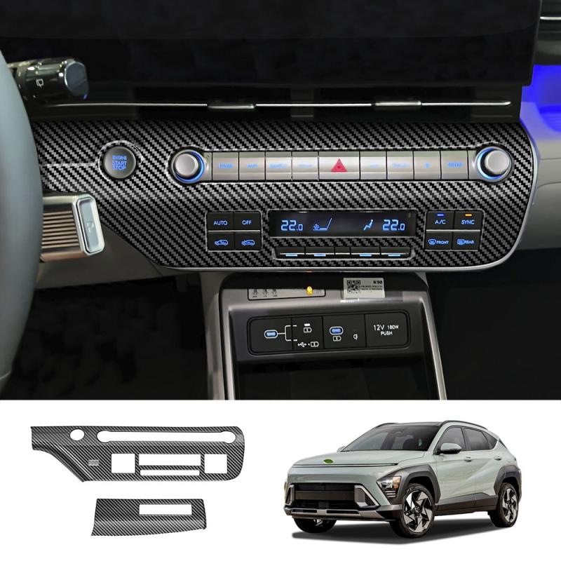 For Hyundai KONA 2024 2025 ABS Front Dashboard Accessories Center Control Panel Air Switch Cover Trim Decoration Sticker Frame