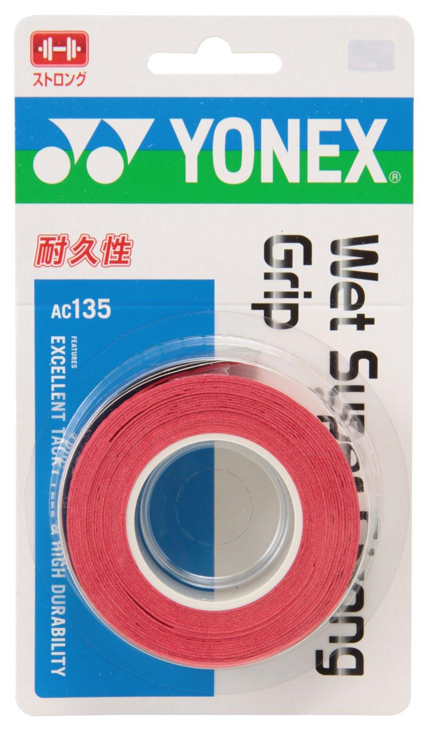 

YONEX Tennis Badminton Grip Tape Wet Super Strong Grip AC135 Wine Red (3 pieces)