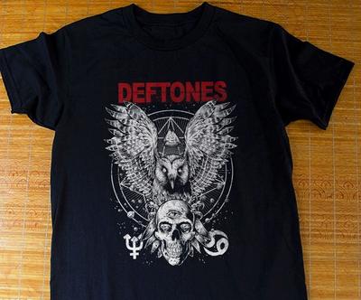 DEFTONES Hibou Blanc Crâne Groupe de Rock Noir T-shirt Unisexe Taille S-4XL