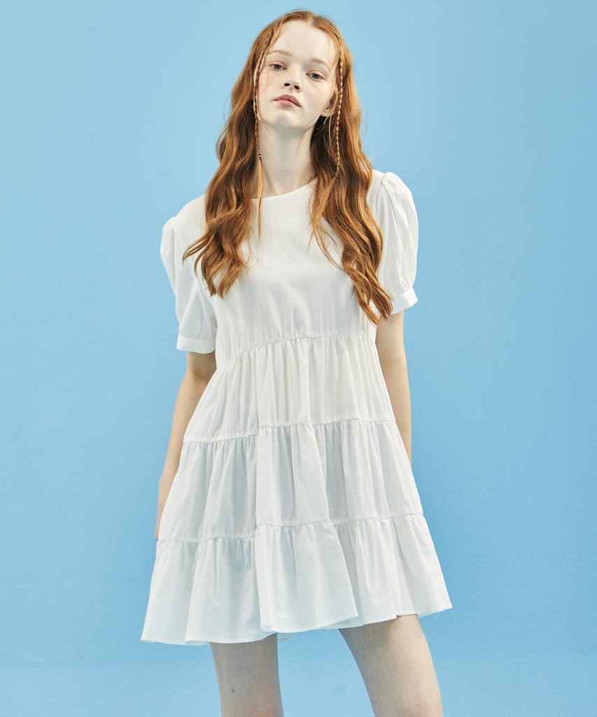 MANAVIS7 Tiered Strap Dress [Ivory]