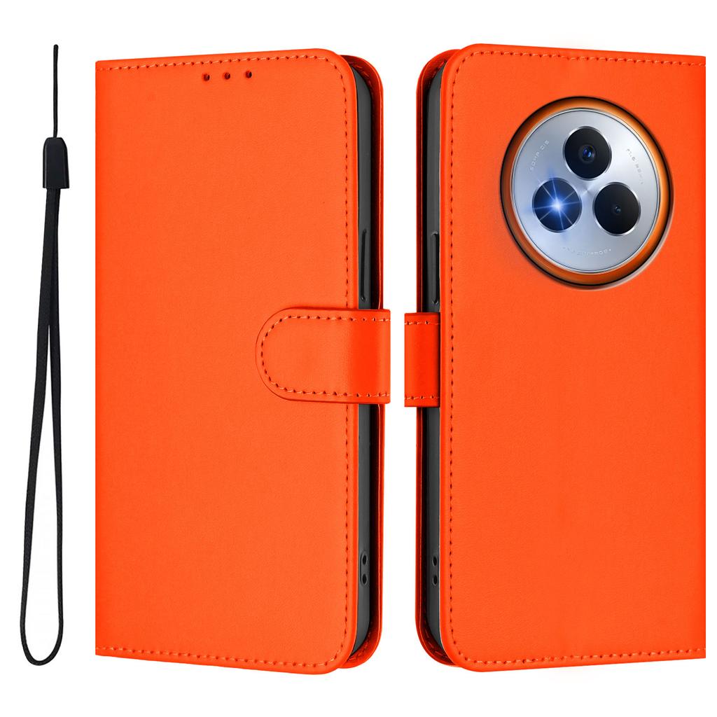 For Realme Narzo 80 Pro 5G Case Solid Color Wallet Leather Phone Cover with Strap