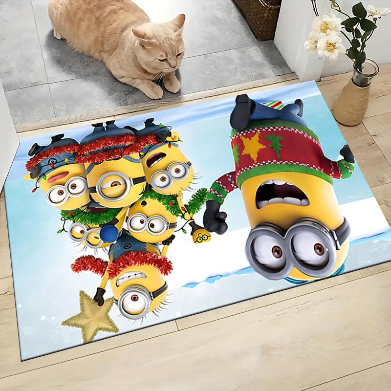 1Pc Christmas Minion Celebration Carpet Rug Soft Washable Antislip Home Living Room Sofa Mats Personalized Christmas Rug