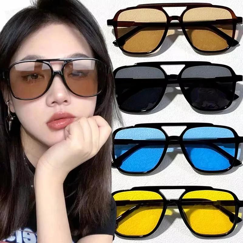 Vintage Übergroße Sonnenbrille Damen Retro Marke Großer Rahmen Sonnenbrille Weiblich Schwarz Gelb Ins Style Eckige Brille Oculos De Sol