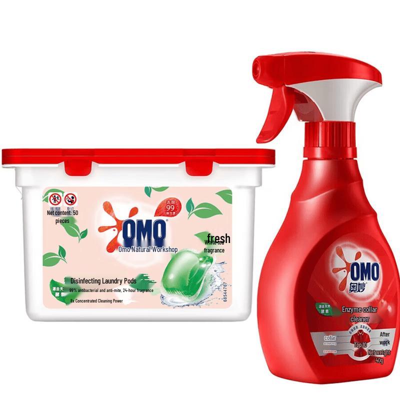 Omo Natural Workshop White Tea Laundry Pods & Collar Cleaner Set