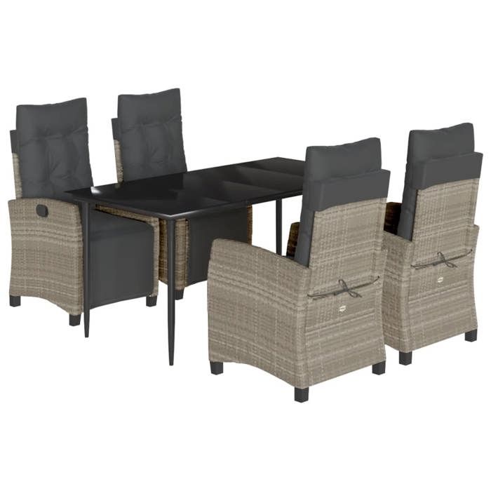 VidaXL Ensemble à Manger de Jardin avec Coussins 5 pcs, Table et Chaises avec Dossier Réglable, Meubles d'Extérieur, 3213033
