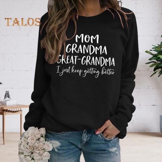 Toamnă Iarnă Hanorac pentru femei Imprimare cu litere Gât rotund Mâneci lungi Pulover liber Manșetă elastică Purtare zilnică Top casual