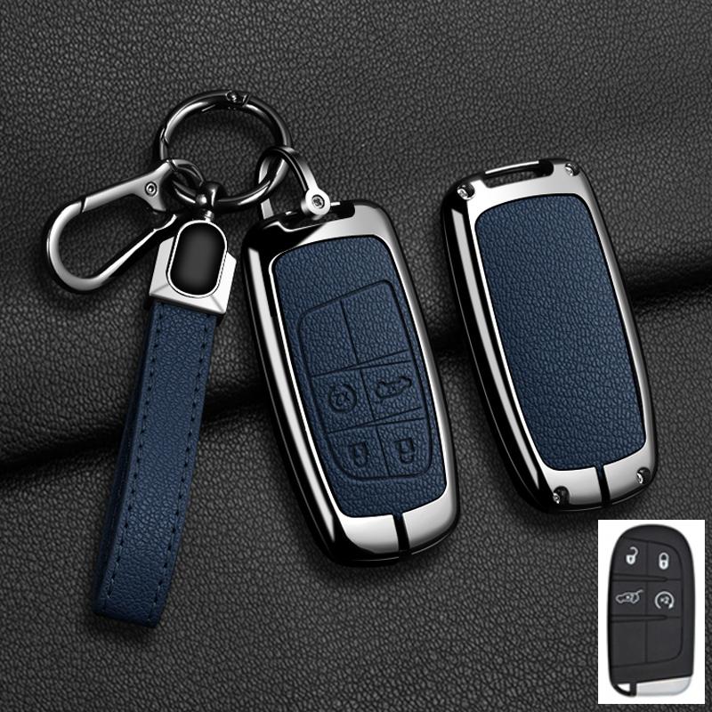 Housse Porte-Clés en Alliage de Zinc Automatique Adaptée Pour Jeep Grand Cherokee Wk2 Kl Wrangler Jk Jl Mp Patriot Renegade Commander Compass 4 5 Boutons Porte-Clés