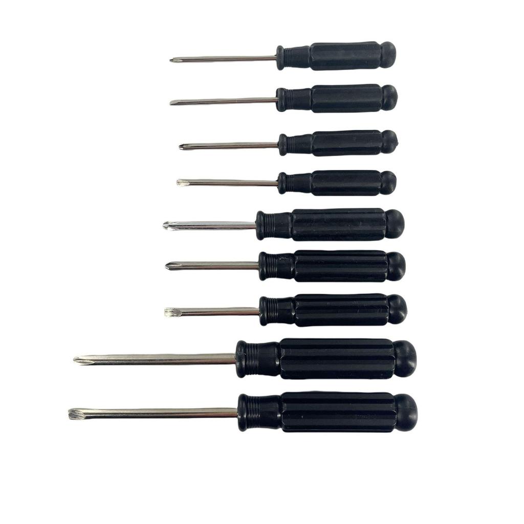 Black Handle Phillips/Slotted Screwdriver Set (2.0-5.0mm) for Toy and Small Appliance Repair