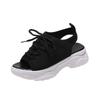 Fashion Shoes for Women 2024 Hot Sale Lace Up Women's Sandals Summer Open Toe Breathable Mesh Solid Platform Casual Comfortable Sandals