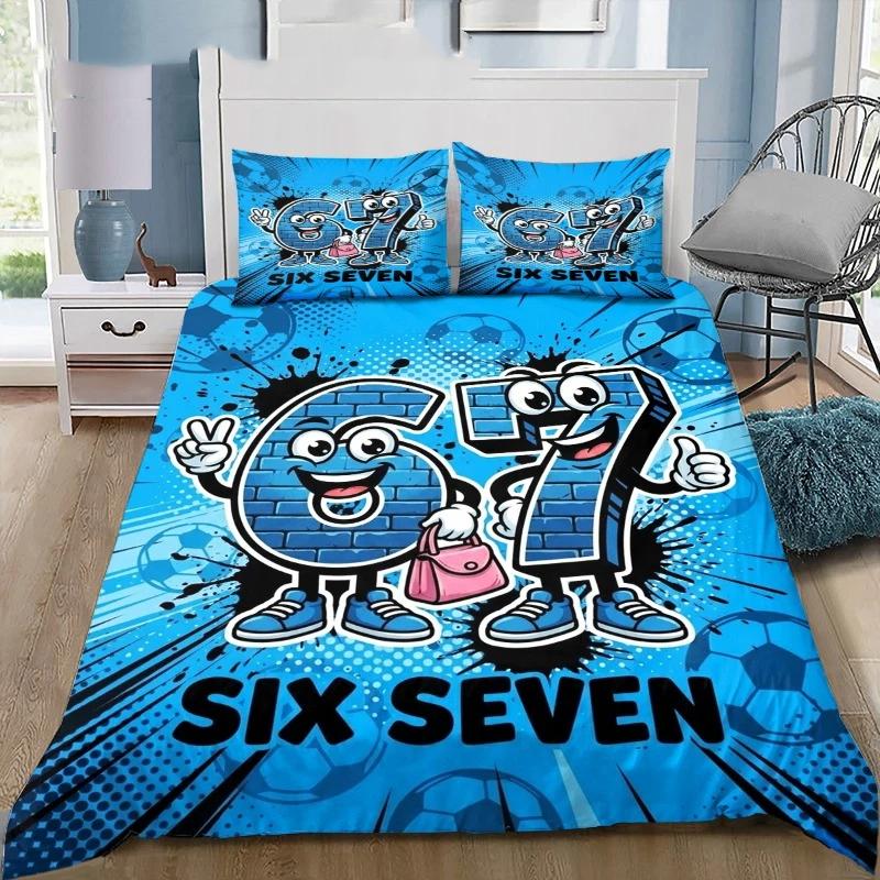 Süßes 67 Zeichen Blitzwolken Bettwäsche-Set Cartoon Bettbezug Kissenbezüge Kinderzimmer Heim-Bettwäsche Ohne Füllung 100x135cm-2pcs
