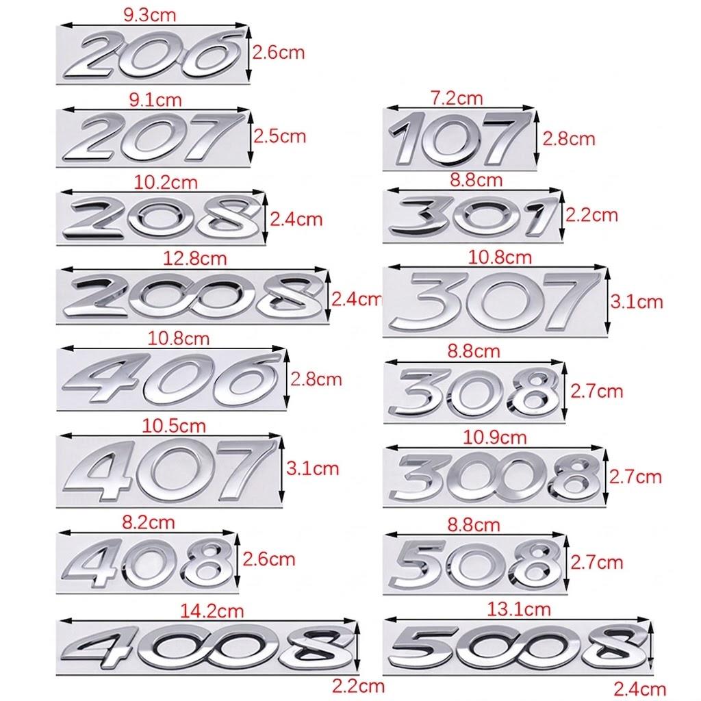 For Peugeot 107 206 207 208 301 307 308 406 407 408 508 2008 s 3008 4008 5008 Rear Trunk Black Emblem Badge Logo Decal