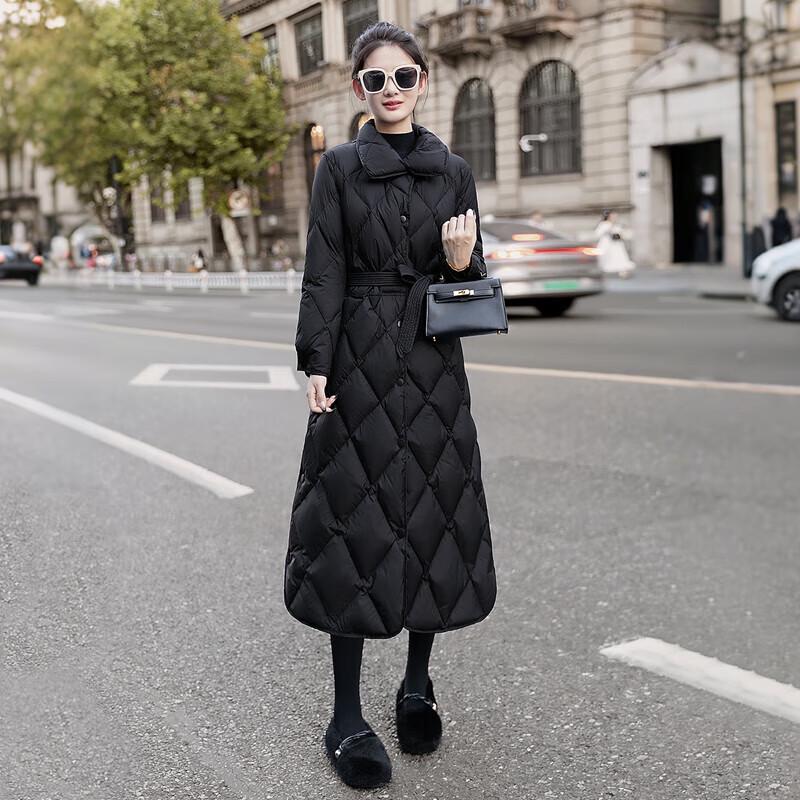 Chaqueta Larga de Invierno con Solapa de Plumón al 90% para Mujer Sibaishe