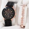 2PCS Set Casual Ladies Watches Bracelet Set Luxury Watch Women Rhinestone Fashion Quartz Female Wristwatch Clock No Box