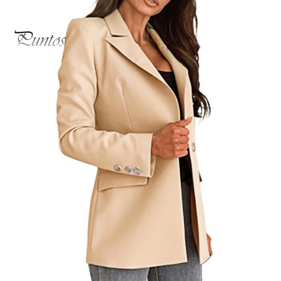 

Женский пиджак с лацканами, длинный рукав, однотонный пиджак с карманами, пуговицами, планкой, свободный крой, деловая официальная верхняя одежда S