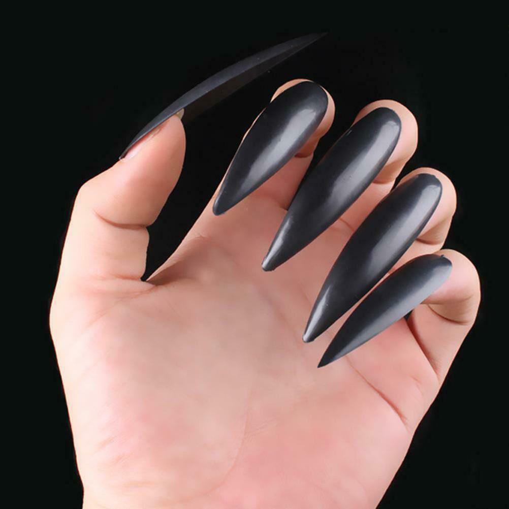 10 Adet Cadılar Bayramı Cadı Sahte Tırnak Uçları Zombi Cosplay Tam Kapatma Stiletto Tırnaklar Yapay Tırnaklar