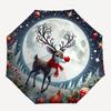 1pc Snowman Winter Scene Automatic Folding Umbrella, Portable 3-Fold Design with Iron Frame, Perfect for Outdoor Use, Festive Gift for Fans, Travelers