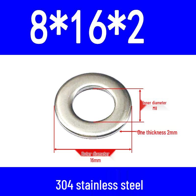 304 Stainless Steel Flat Gasket Washer, Metal Spacer for M2-M20.