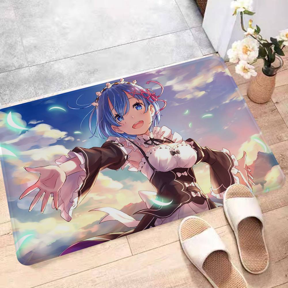 Anime RE ZERO Kitchen Mat Kids Room Bedroom Decoration Balcony Anti-Slip Doormat Living Room Alfombra