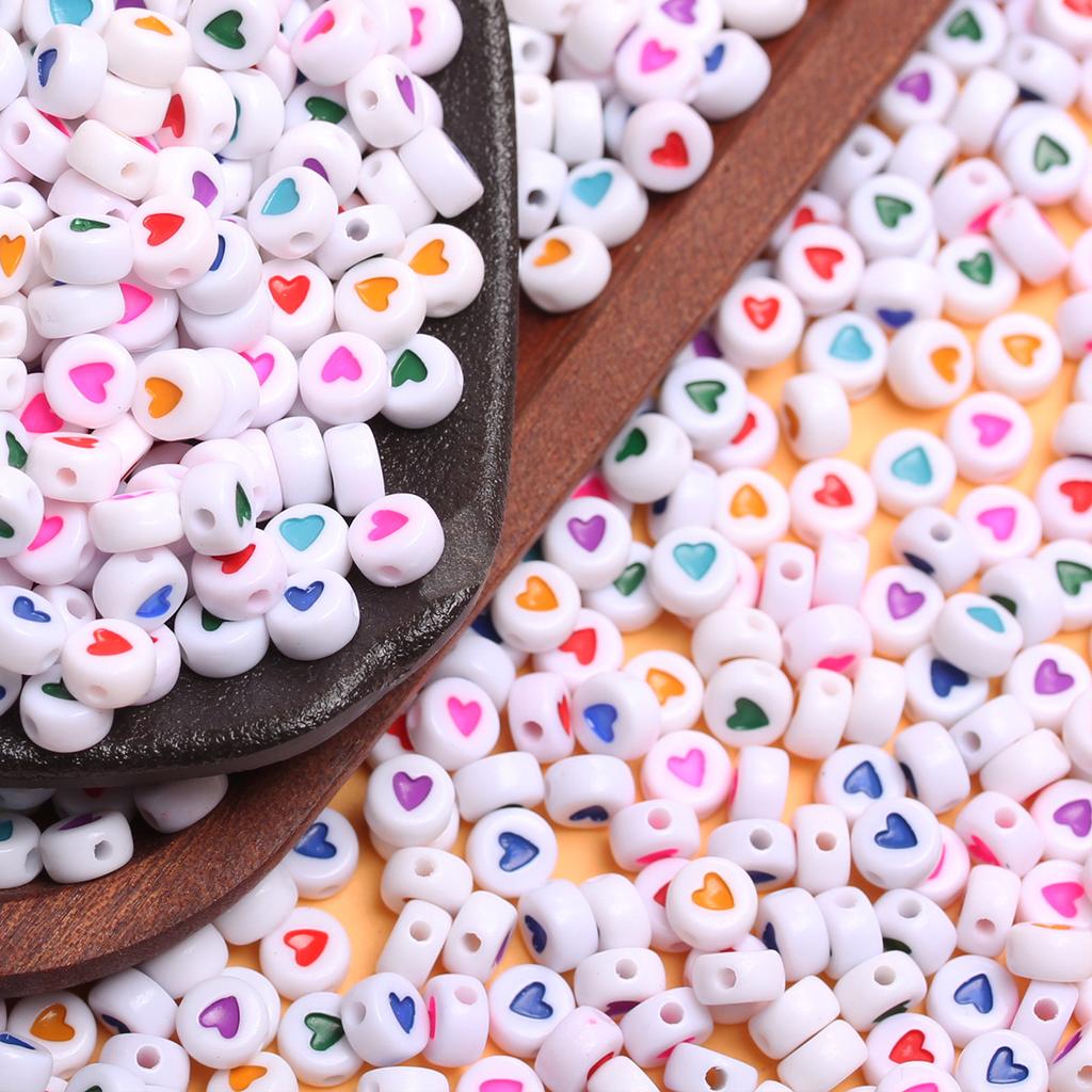 500g cca 2500ks šperkové doplňky 7mm akrylové korálky náhrdelník náramek výroba volných distančních korálků ve tvaru srdce
