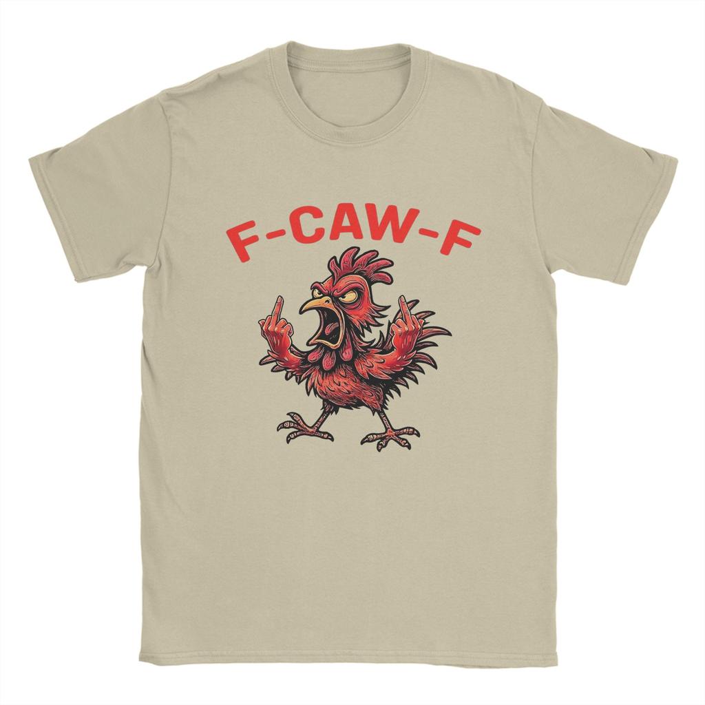 Vintage F-Caw-F-Chicken Shocked Rooster MeMe T-Shirts Men Round Neck Cotton T Shirt  Short Sleeve Tees Party Clothing
