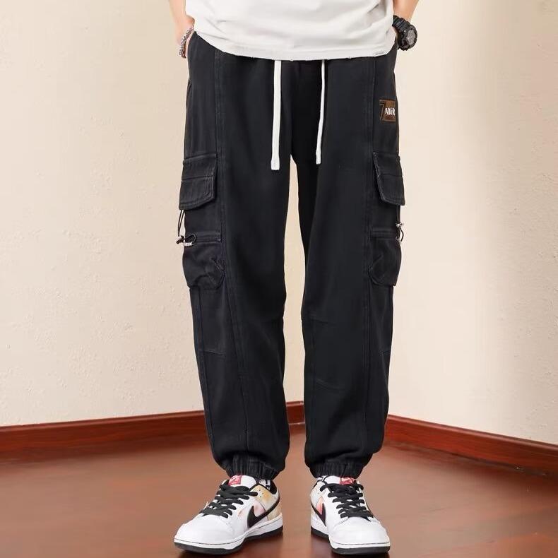 overalls men's spring and autumn new ins trendy brand loose casual pants student fashion labeling ruffian handsome leggings
