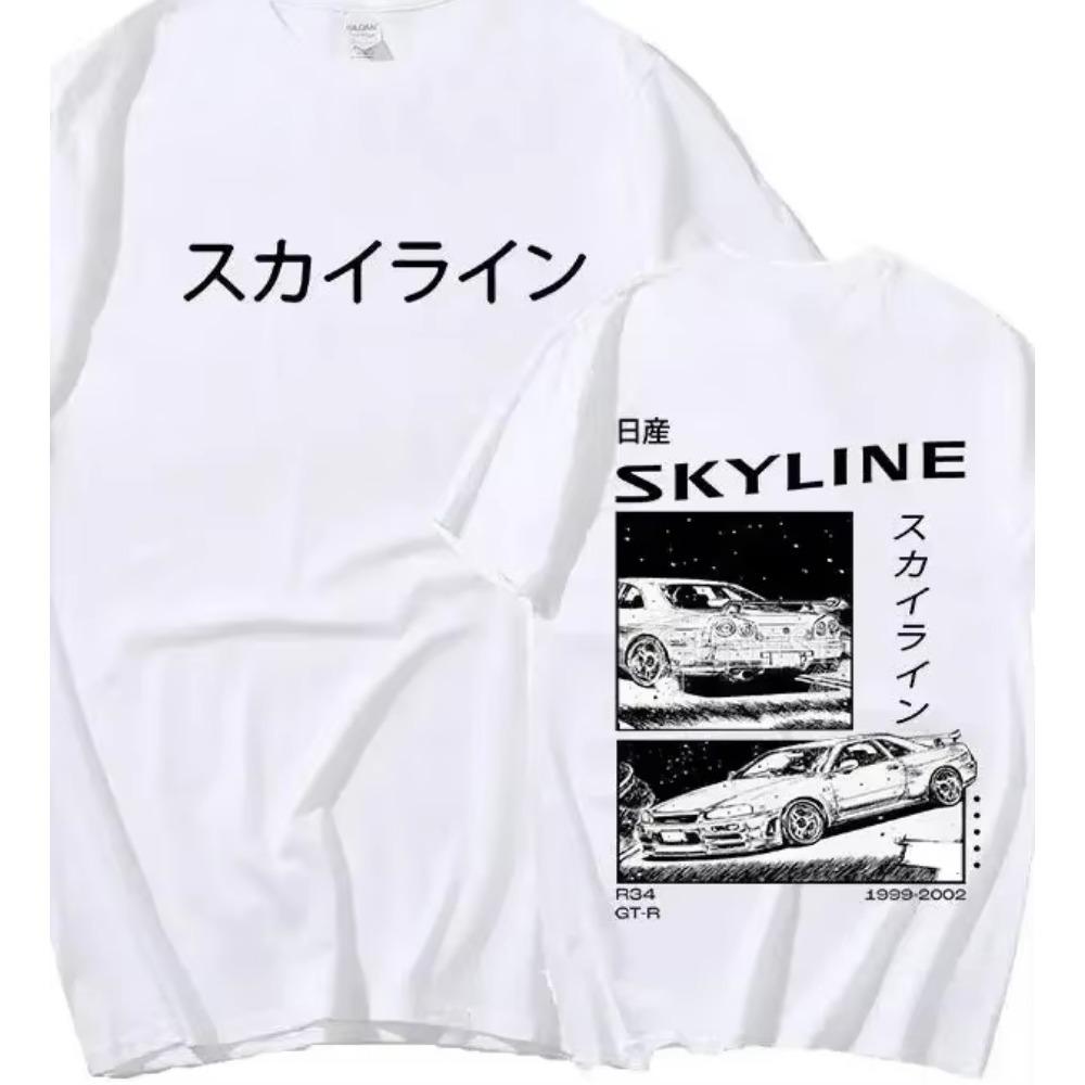 Pánské bavlněné tričko Drift Japan Anime AE86 Inifirst D Letní ležérní tričko Unisex R34 Skyline GTR JDM trička s oversized potiskem