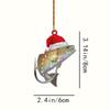 Acrylic Flat 2D Shark and Green Perch Fishing Decor - Perfect for Christmas Trees, Home Decorations and Holiday Celebrations Backpack Pendant Keychain