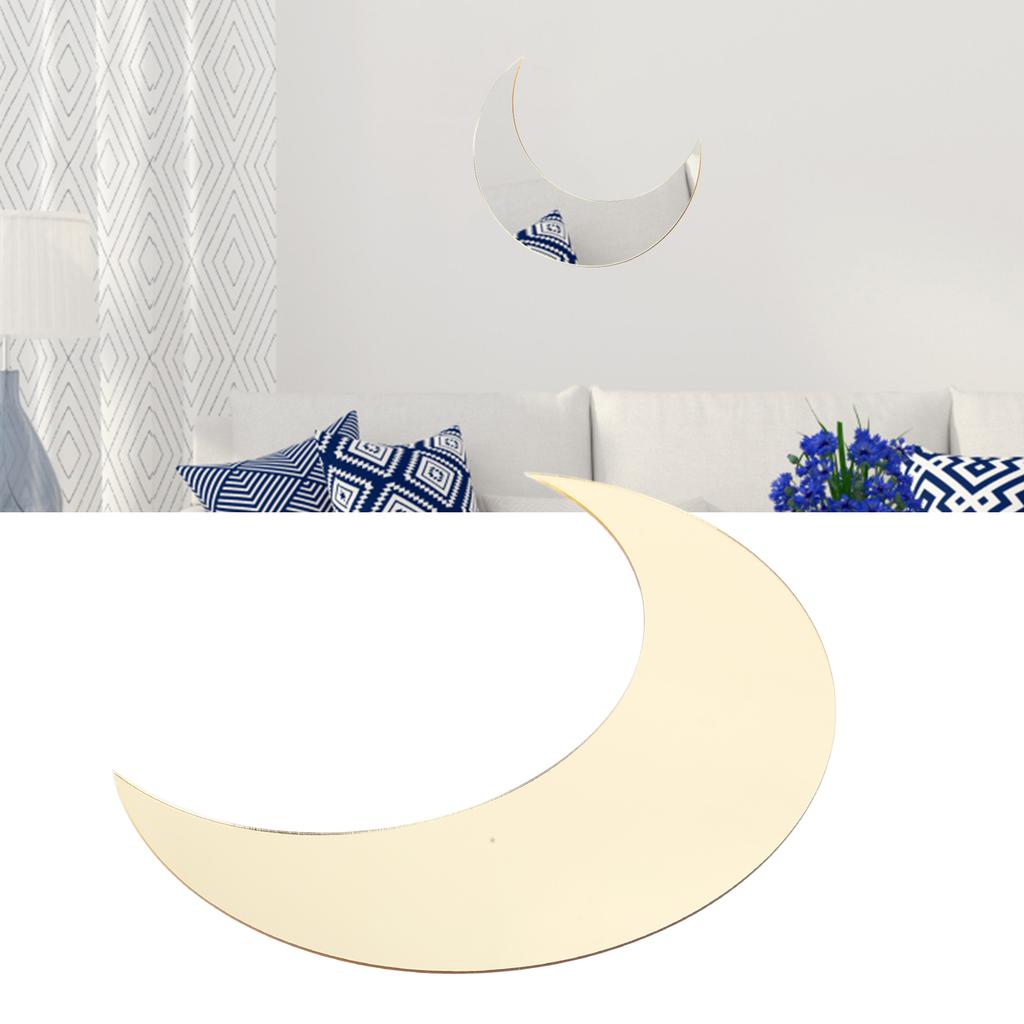 Moon Shape Mirror Wall Sticker Acrylic Decorative Background Decal for   Corridor