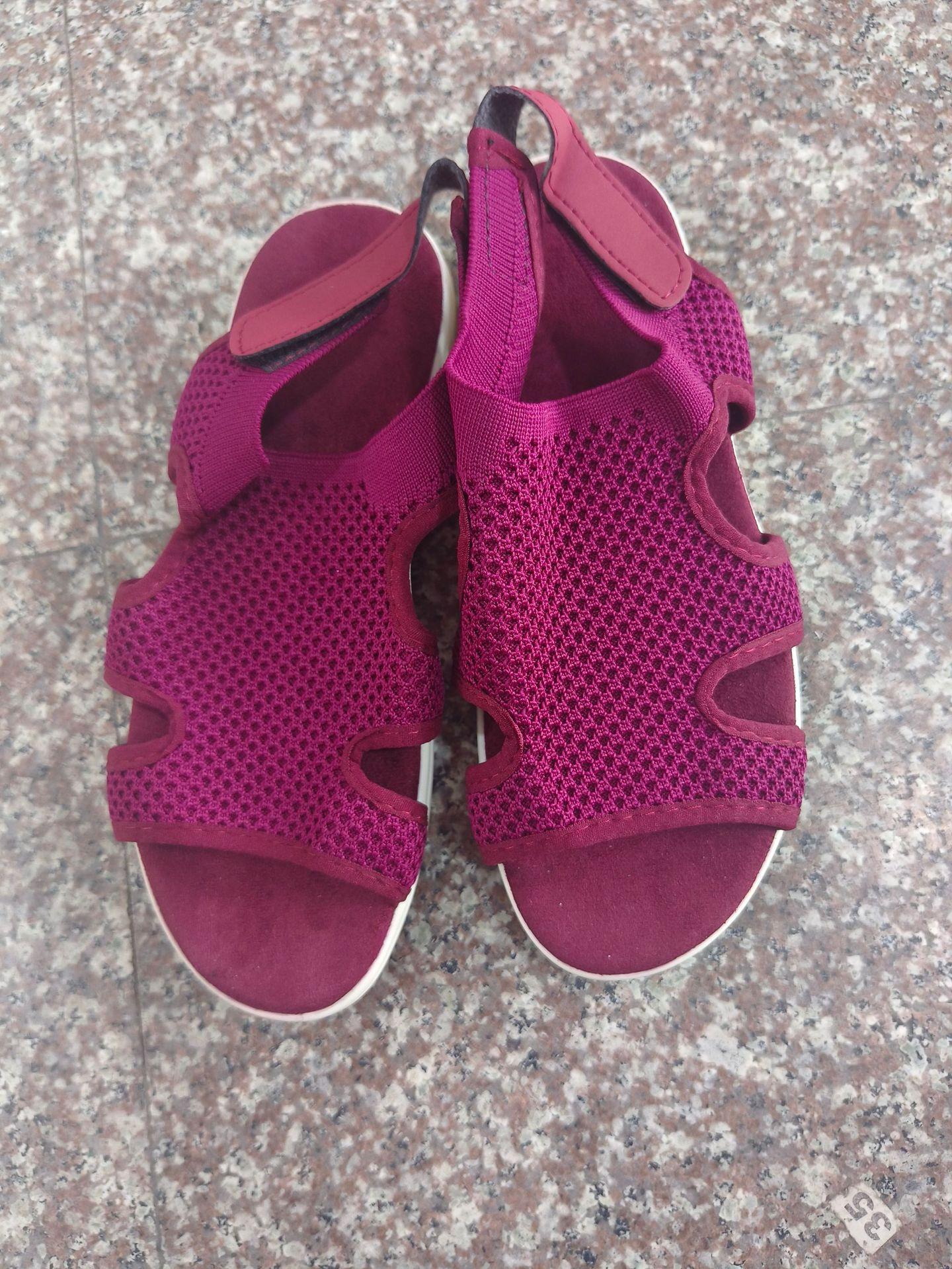 

Большие сандалии 2024 года, летние новые сандалии с рыбьим ртом, дышащие эластичные плетеные плоские повседневные сандалии 43 бордовый