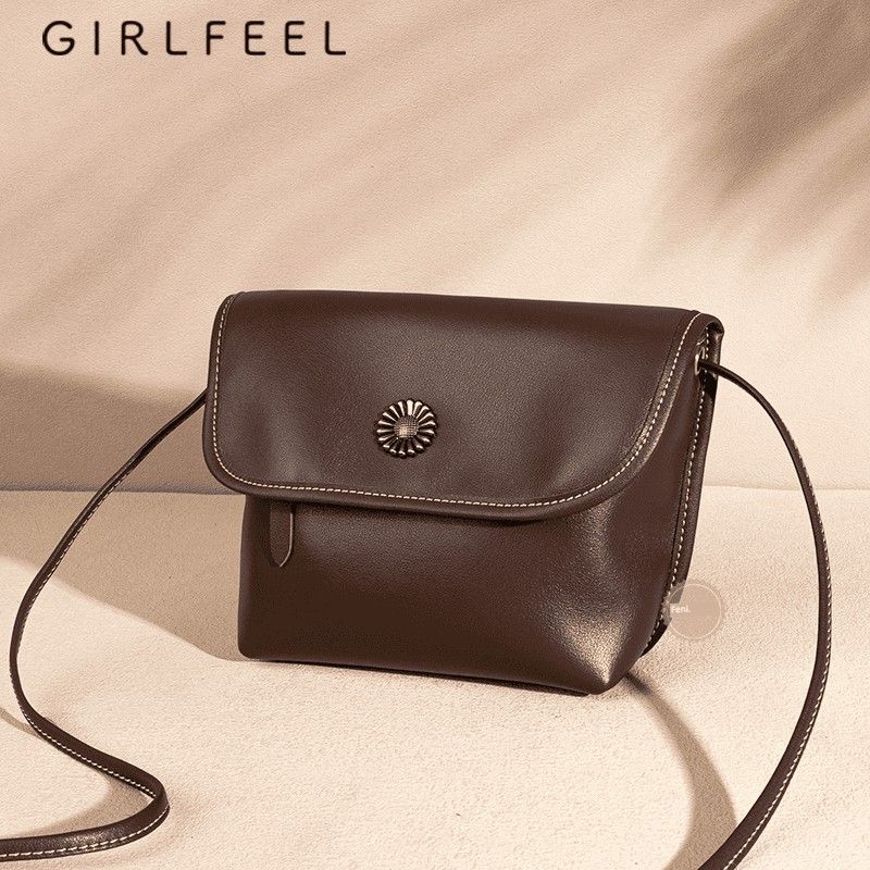 

Girlfeel Retro Saddle Bag Women s Fashionable Minimalist Shoulder Messenger Bag Leisure Commute Genuine Leather Women s Bag Mobile Phone Bag Brown