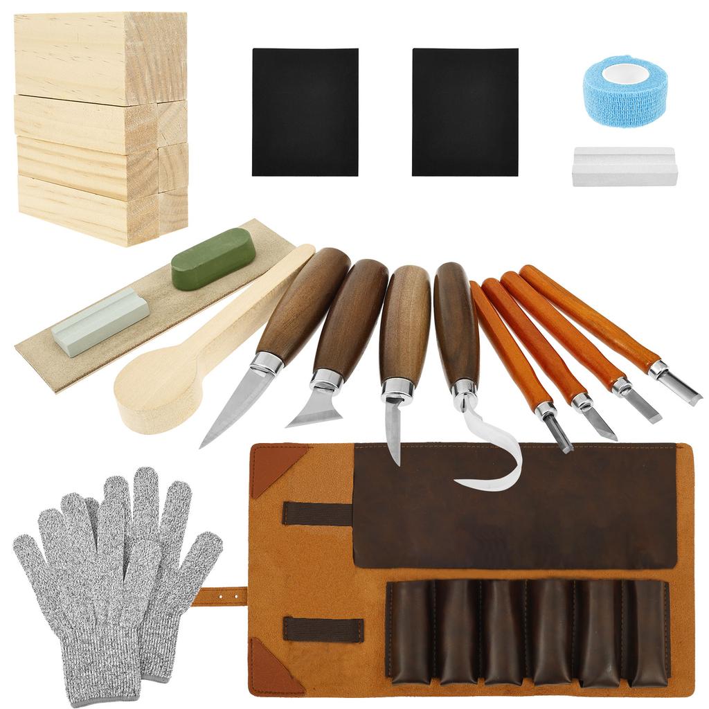 10/25 Stück Holzschnitzset Holzschnitzwerkzeuge Handschnitzmesser-Set mit Nadelfeile Holzlöffel-Schnitzset für Anfänger