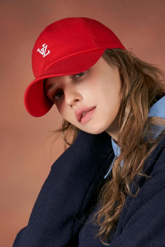Monogram soft over fit ball cap Red [VARZAR]