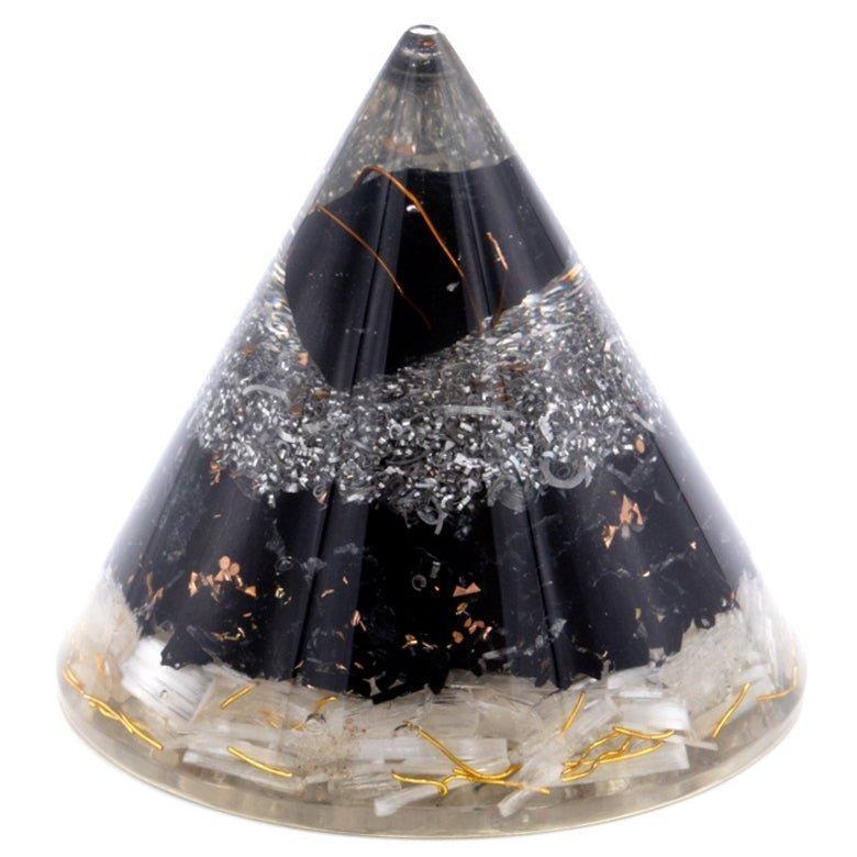 Orgonite Cone With Selenite Black Tourmaline Copper 90mm