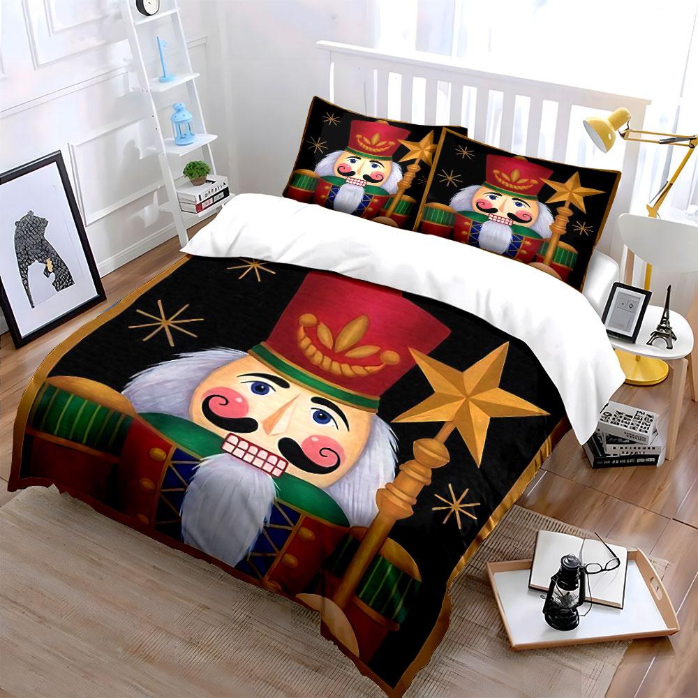 Nutcracker Soldier Design Set Bedding Duvet Cover Set Duvet Cover Pillowcases  (1*Duvet Cover 2*Pillowcases, without duvet insert)
