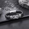 Men's stainless steel twisted bracelet, hip-hop punk leather accessory