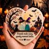 Elegant Friendship Jewelry Keepsake Heart-Shaped Sea Glass Art Ornament, 2D Flat Heart Shaped Coastal Decor Keepsake, Halloween Pumpkin Black