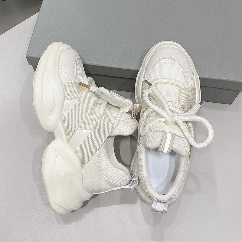 7Cm height increase dad shoes women 2025 new thick-soled little white shoes mesh breathable casual small sports shoes
