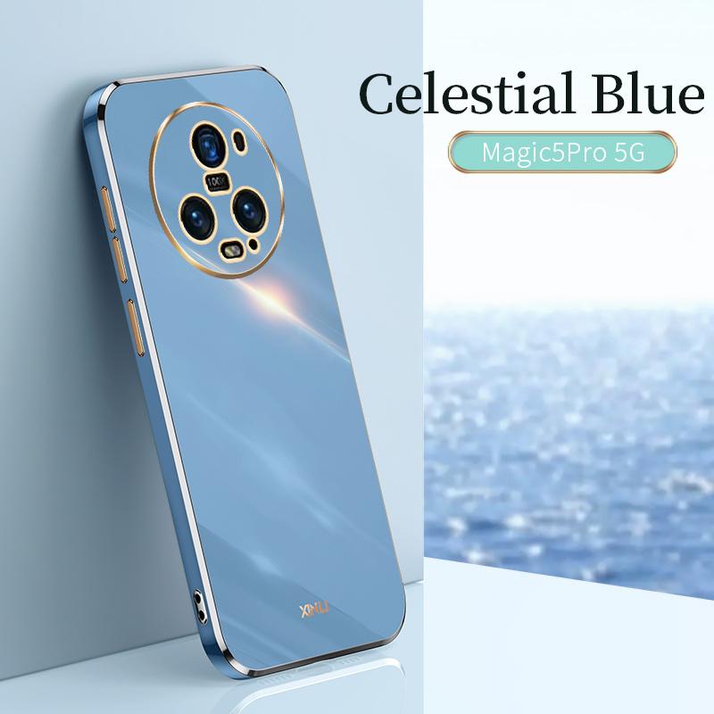 Custodia per Honor Magic 5 Pro Custodia per Telefono Honor Magic5 PGT-N19 Cover Posteriore Magic5 Pro Lusso Quadrata Placcata Supporto ad Anello Custodia con Supporto