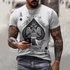 Men's T-shirt loose casual new playing cards printed tops men's large size T-shirt
